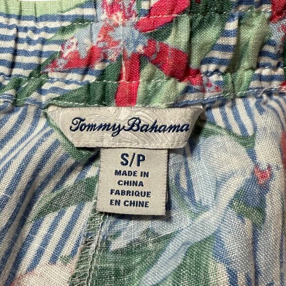 Tommy Bahama Orchid Isle Stripe Linen Easy Pants Tropical Floral Blue Size Small - Picture 4 of 10